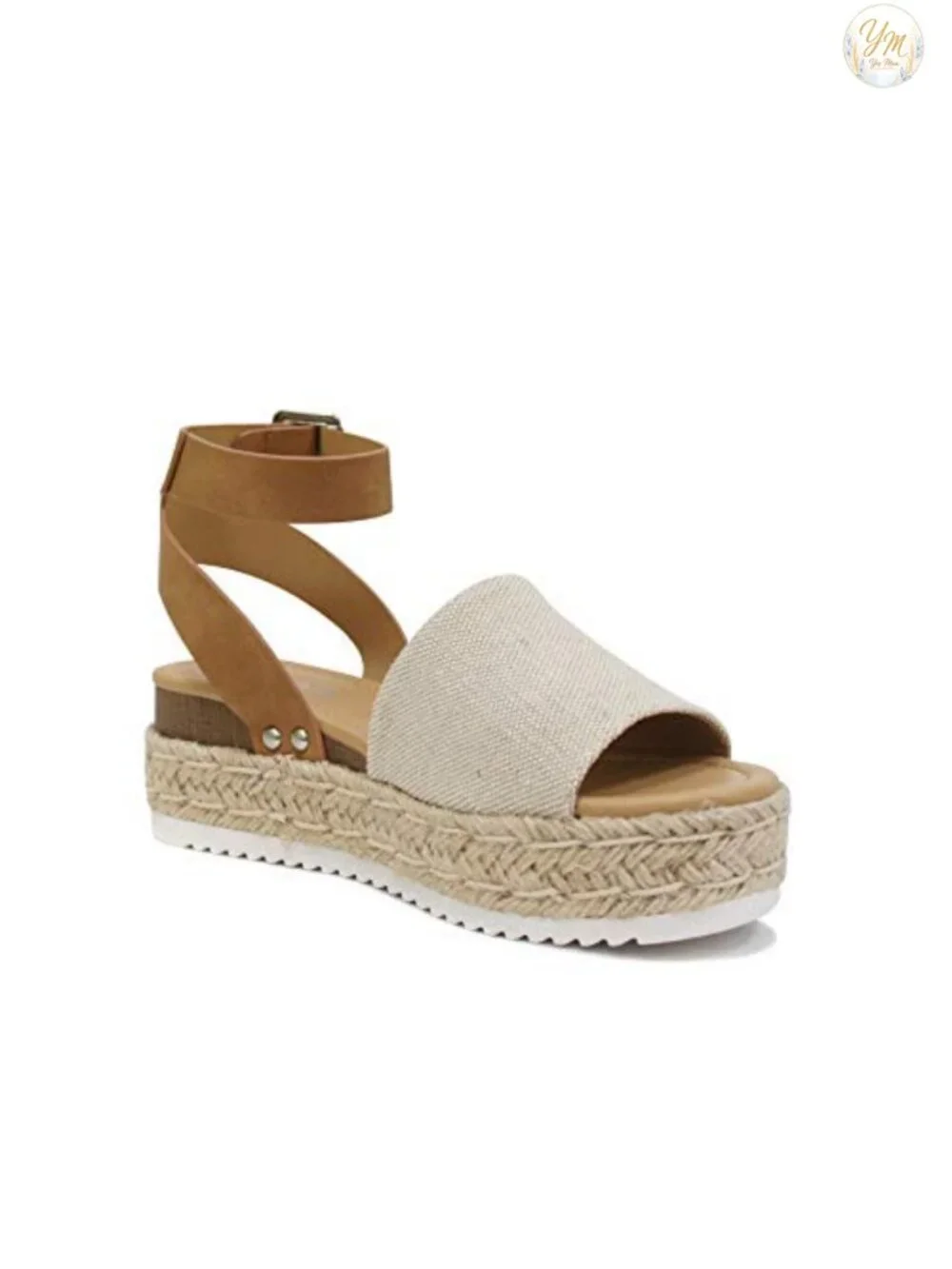 Open Toe Buckle Ankle Strap Espadrille Flatform Wedge Casual Sandal